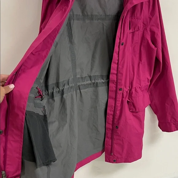 Lands’ End Pink Waterproof Rain Jacket Hooded Utility Coat Size M 10-12 - Picture 5 of 6